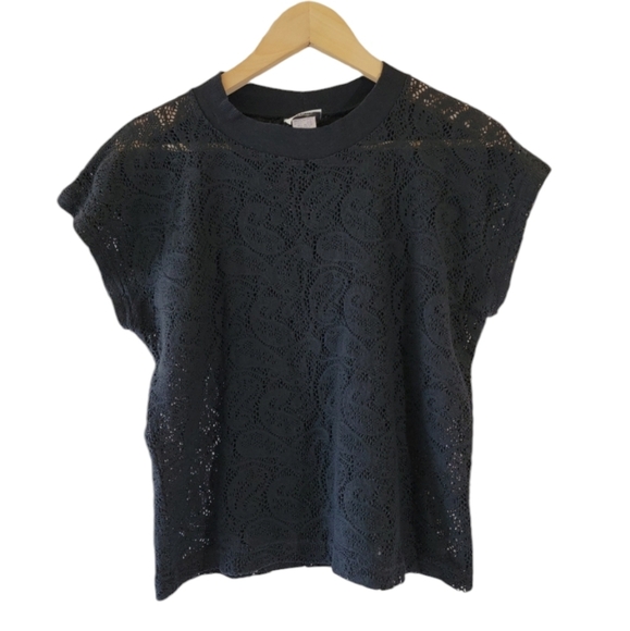 VTG 2Xs Black Y2K Lace Paisley Boxy Casual Top Sz S Whimsigoth Fairy Goth USA - Picture 11 of 11